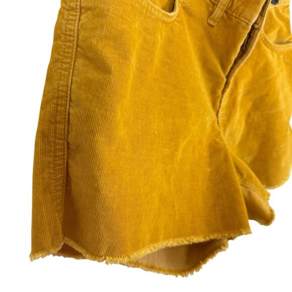Gap Womens Fine Wale Mustard Yellow Corduroy Shorts Raw Hem Stretch Mid Rise 12 - Picture 3 of 16